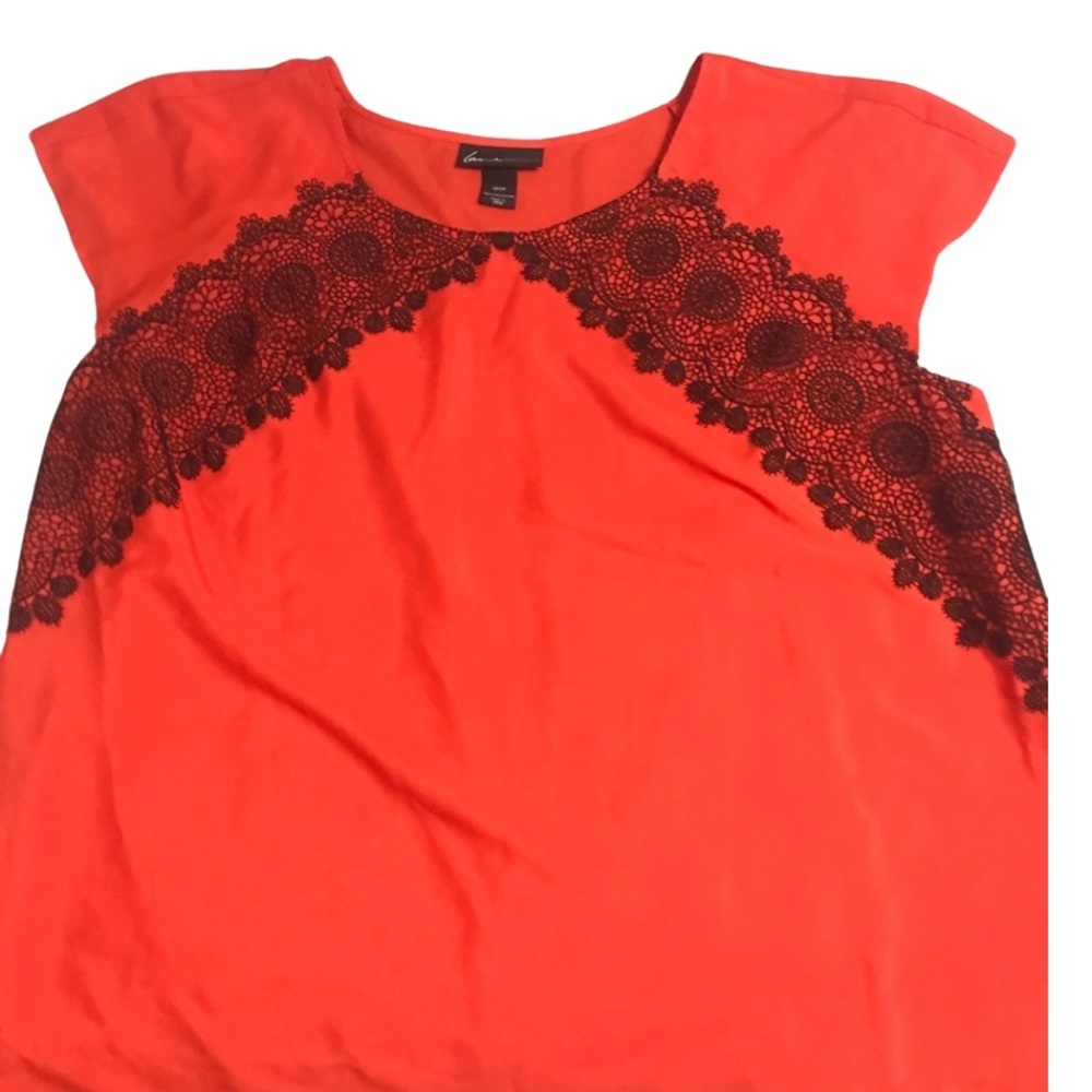 Lane Bryant black lace design red blouse 22/24